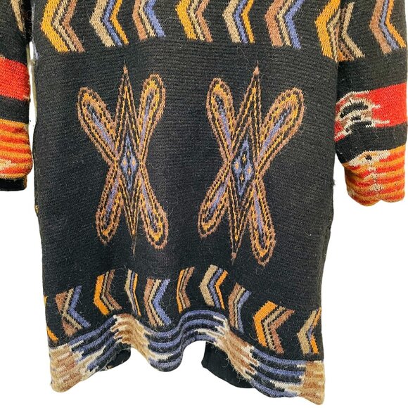 Eugenia By Angenie Womens Hooded Southwestern Coat Multicolor Jacket Acrylic Nyl - Picture 4 of 10